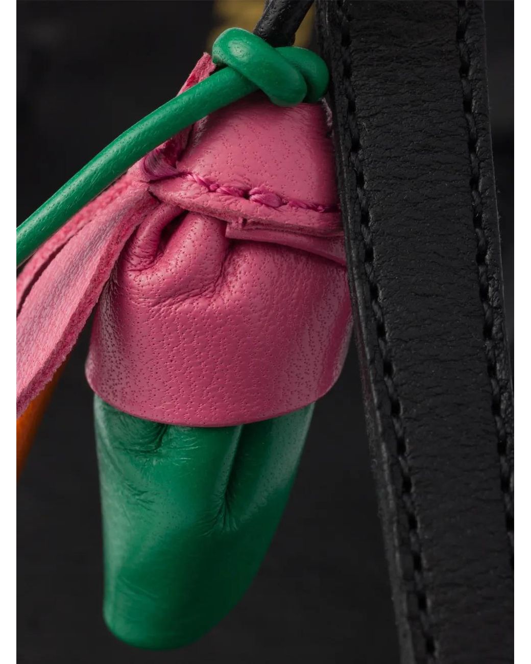 Prada Black Antiqued Leather Thong Sandals With Floral Ornament
