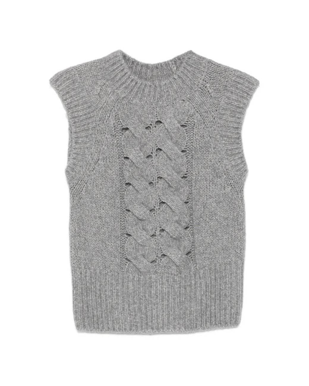 Lorena Antoniazzi Gray Cable-Knit Sleeveless Vest