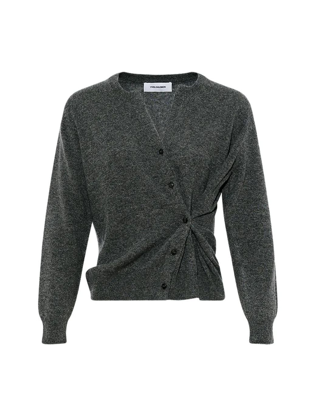 Yves Salomon Gray Cardigan En Cachemire À Boutons Asymétriques