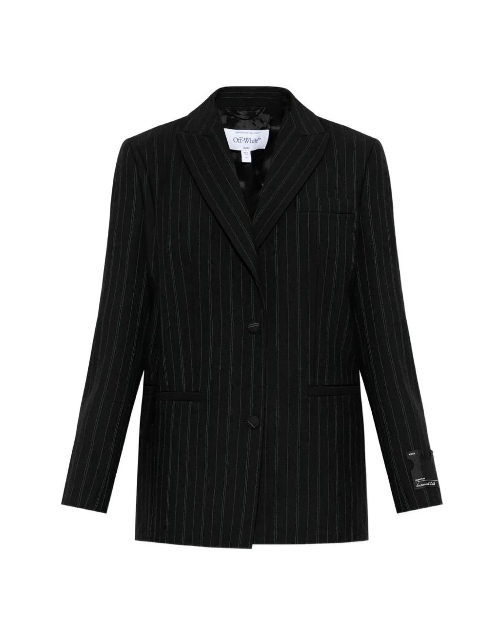 Off-White c/o Virgil Abloh Black Pinstripe-Pattern Single-Breasted Blazer