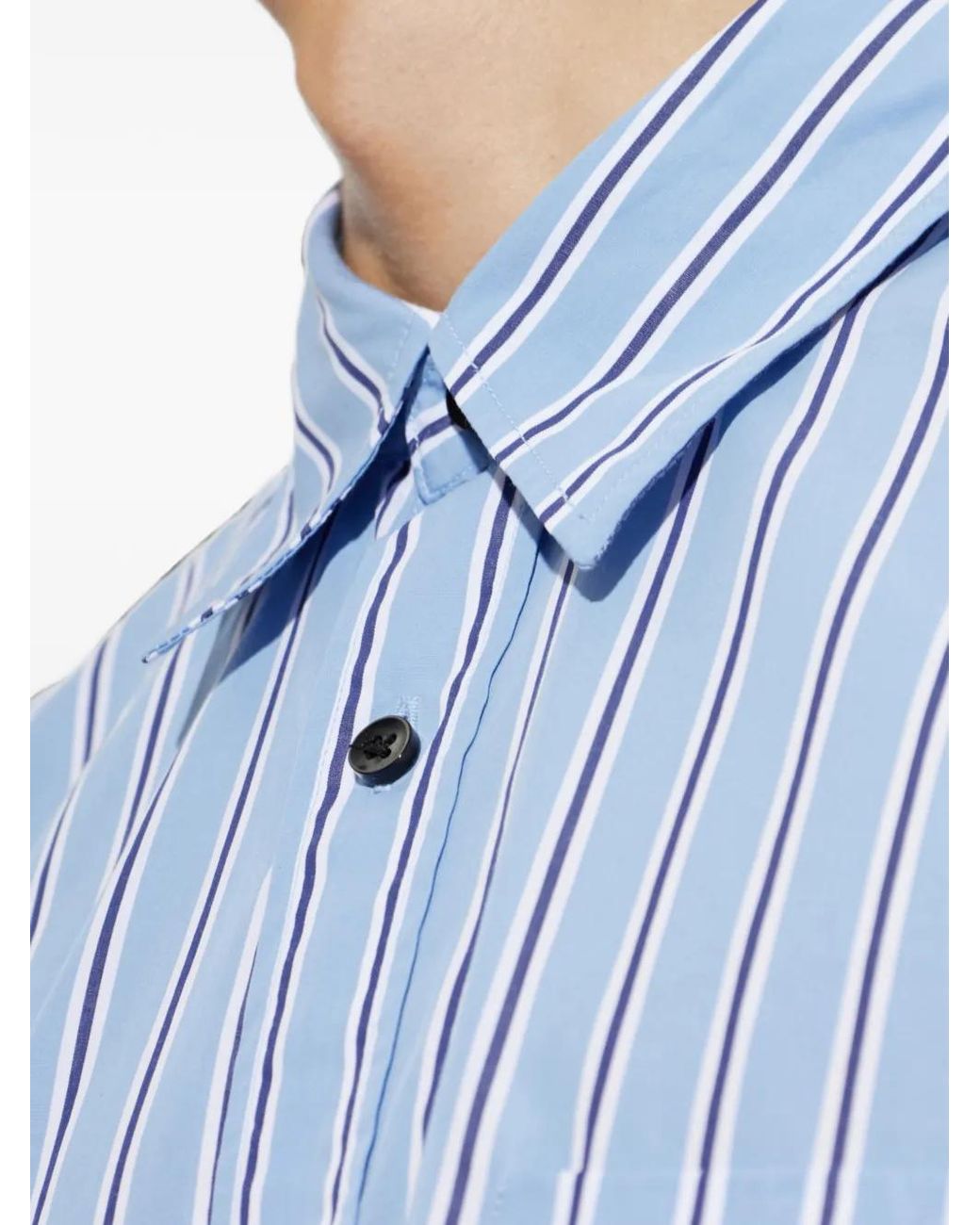 Palm Angels Blue Striped Cotton Shirt for men