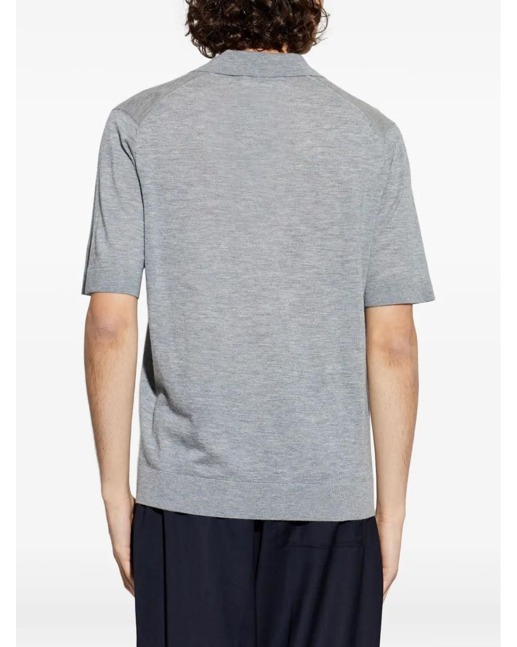 Lisa Yang Gray V-Neck Polo-Collar T-Shirt for men