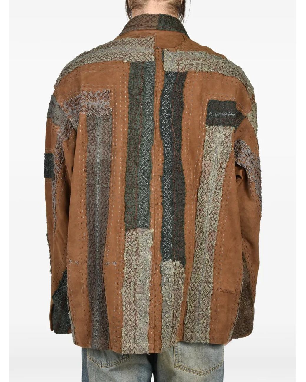 Giacca Con Design Patchwork di By Walid in Brown da Uomo