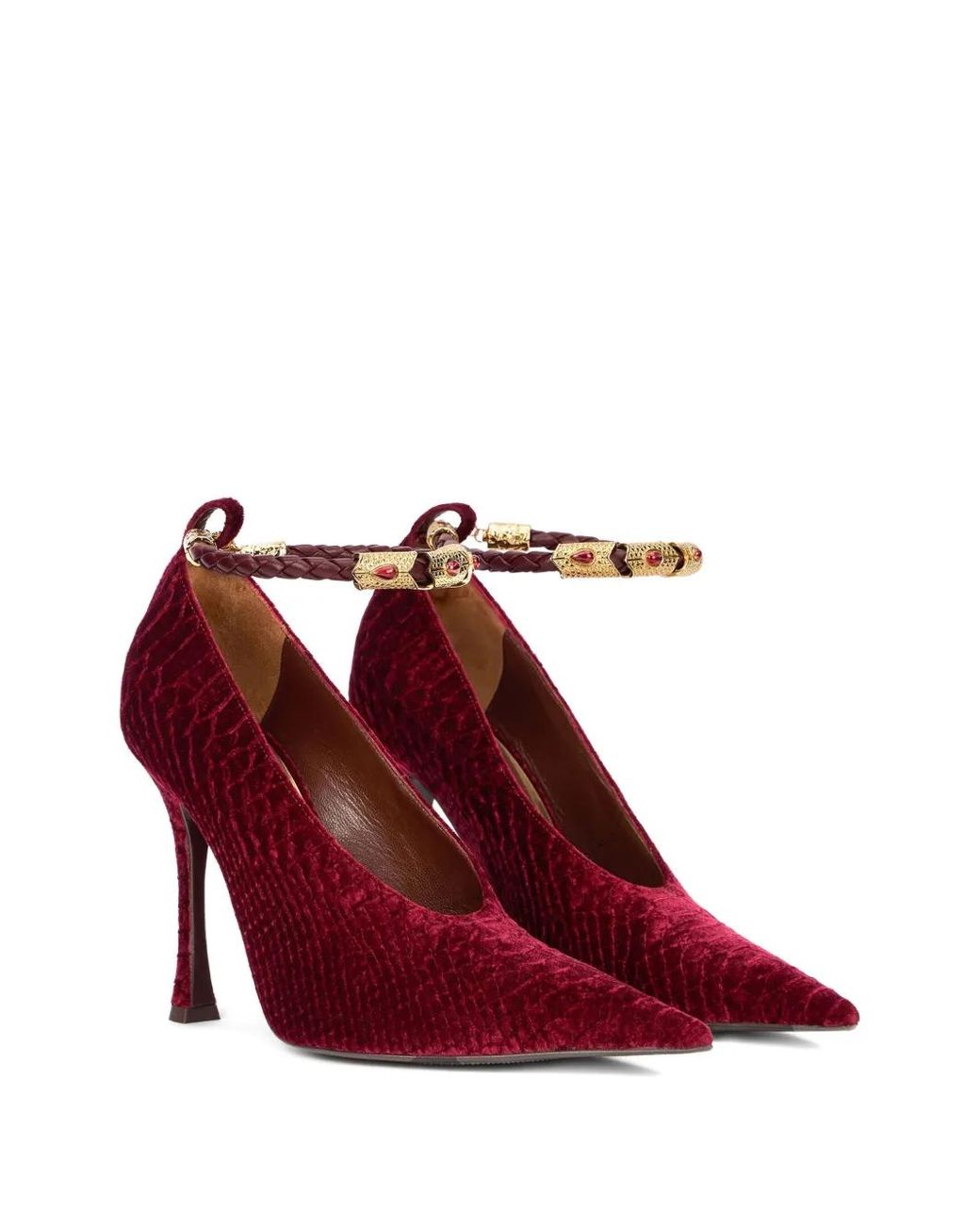 Roberto Cavalli Red Crocodile-Embossed Pumps