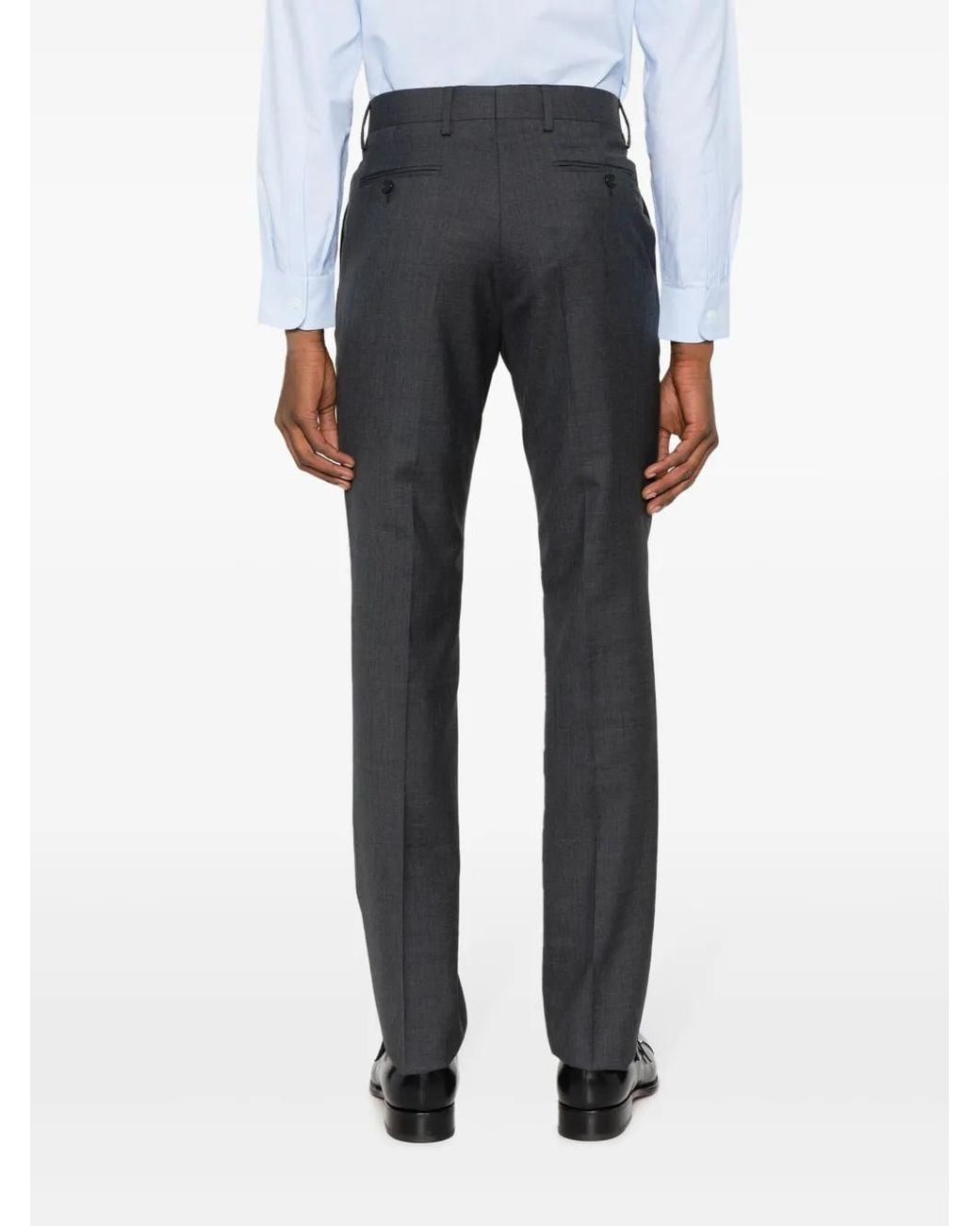 Fursac Black Virgin Wool Tailored Trousers for men