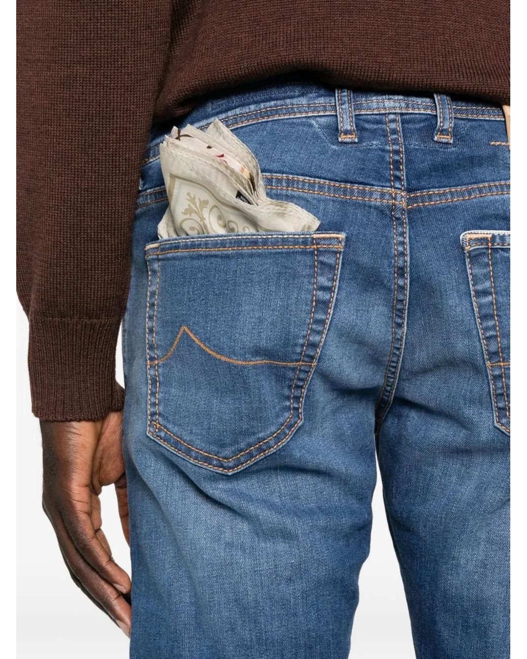 Jacob Cohen Blue Five-Pocket Design Jeans for men