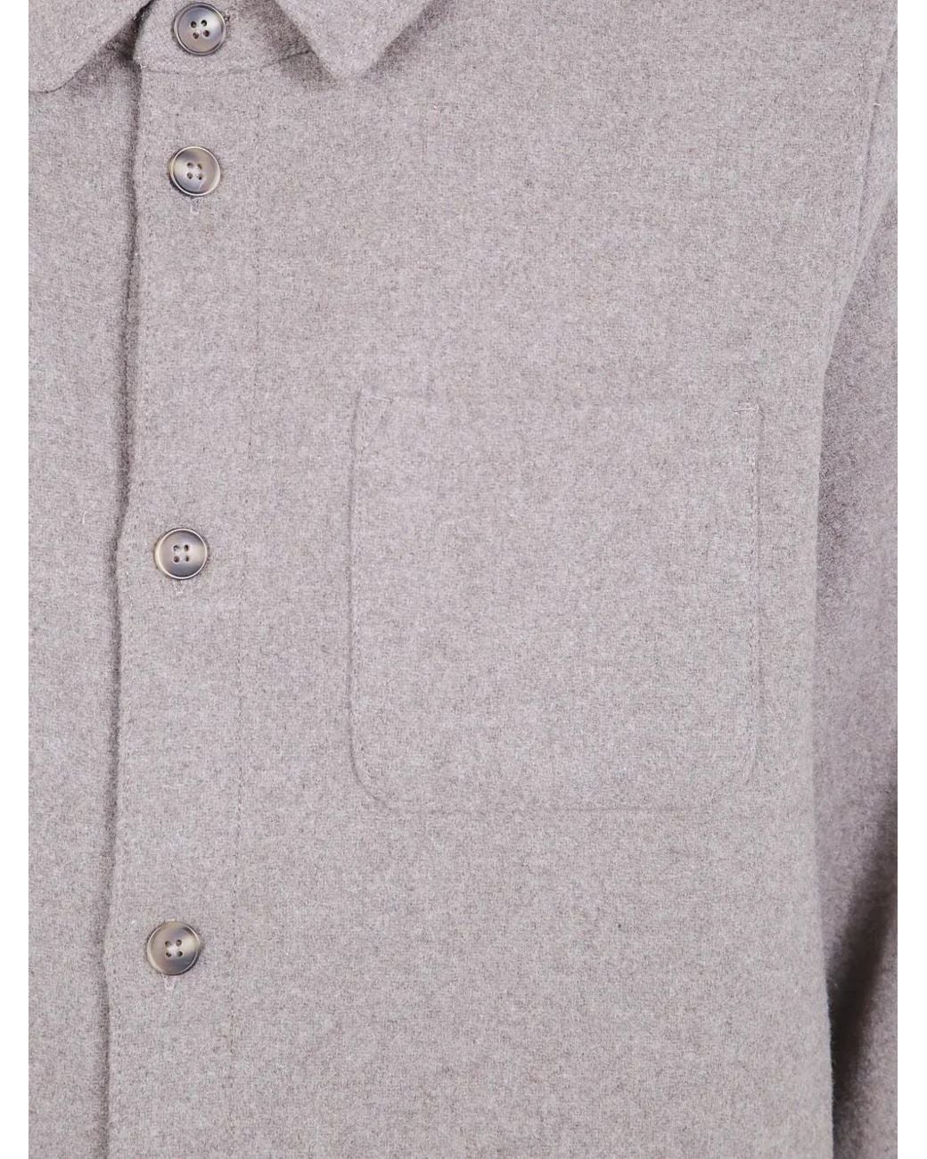 Les Deux Gray Wool Button-Up Overshirt for men