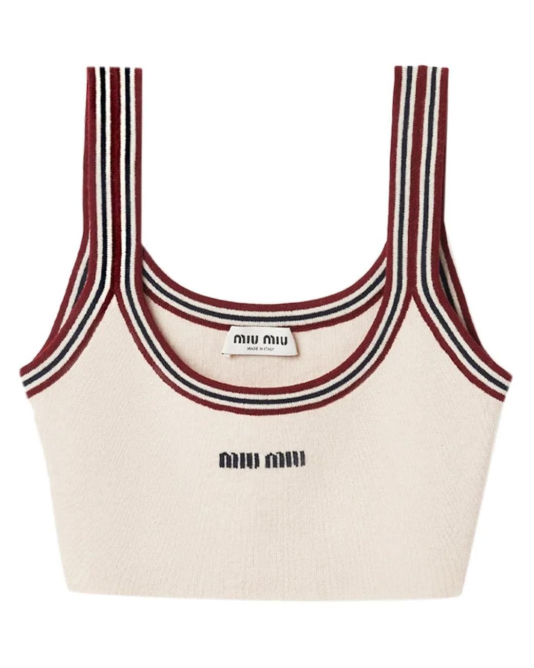 Miu Miu Pink Neutral Logo Intarsia Cashmere Top - Women's - Cashmere