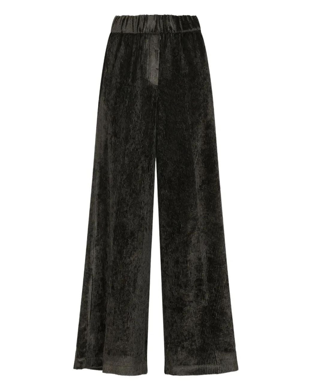 Peserico Black Fluid Corduroy Trousers