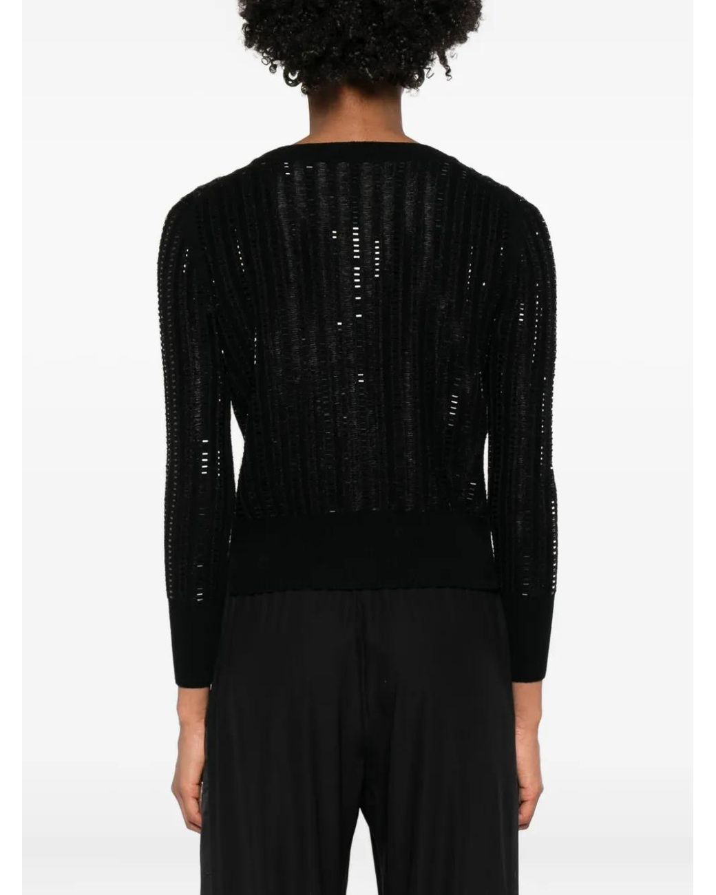 Ermanno Scervino Black Sequin-Embellished Ribbed Cardigan