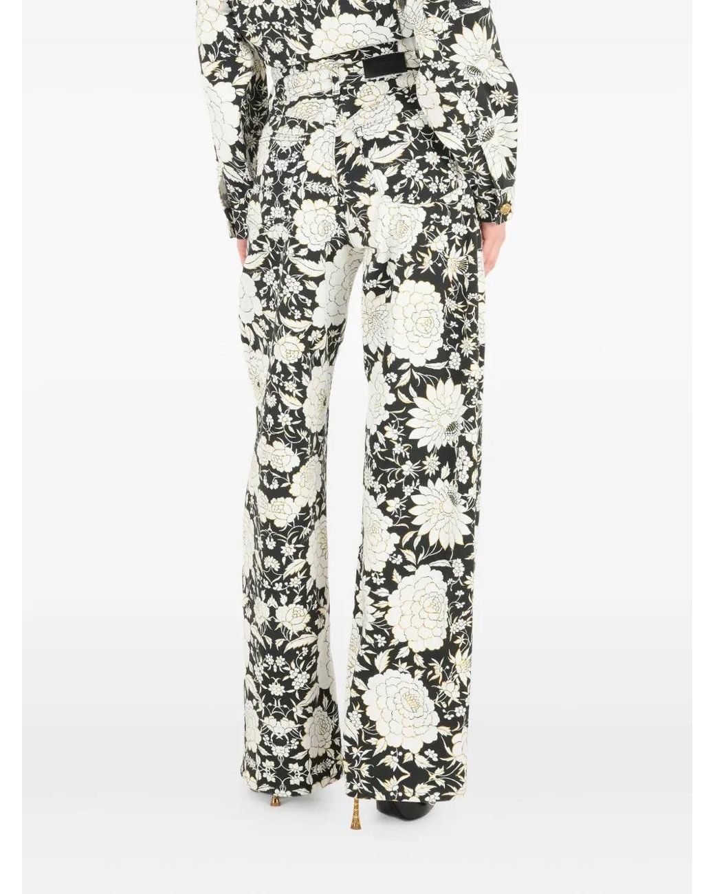 Roberto Cavalli White Floral-Print Jeans