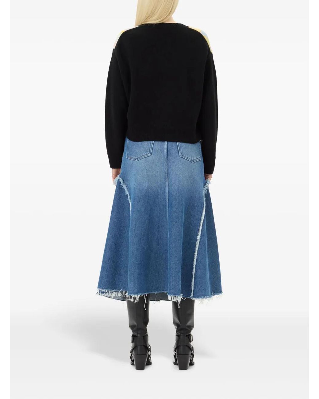 Ganni Blue Denim Midi Skirt