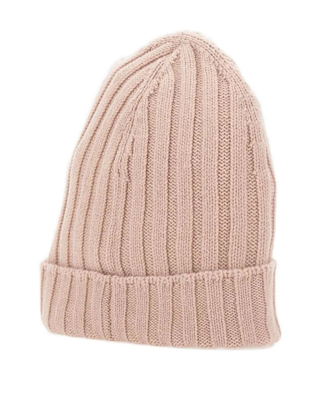 Gran Sasso Pink Ribbed Beanie Hat for men