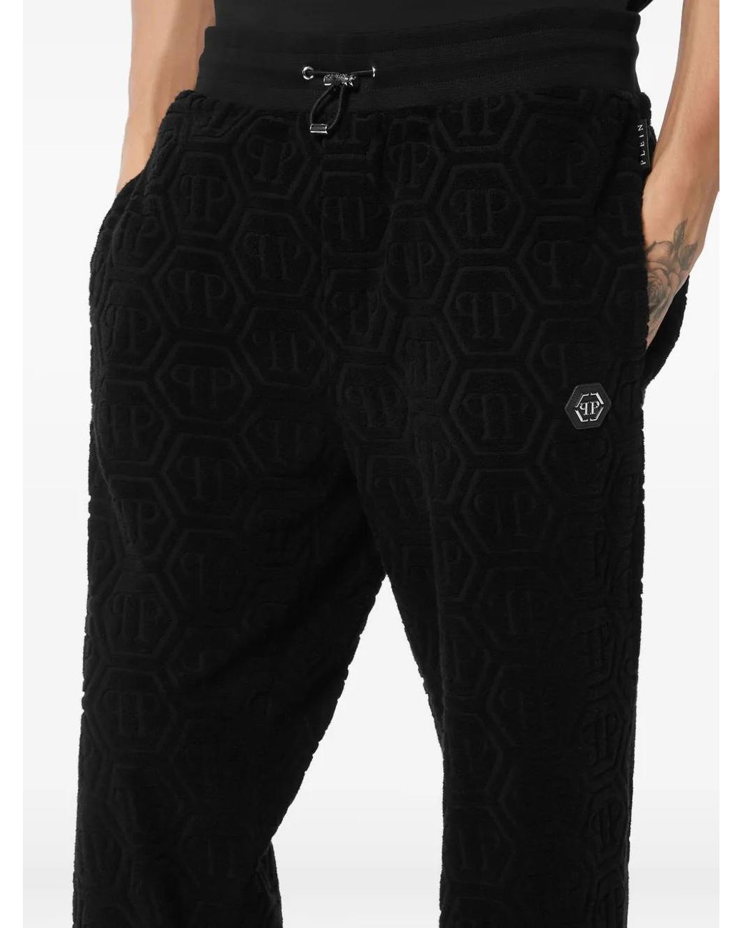 Pantalone 'Monogram' di Philipp Plein in Black da Uomo