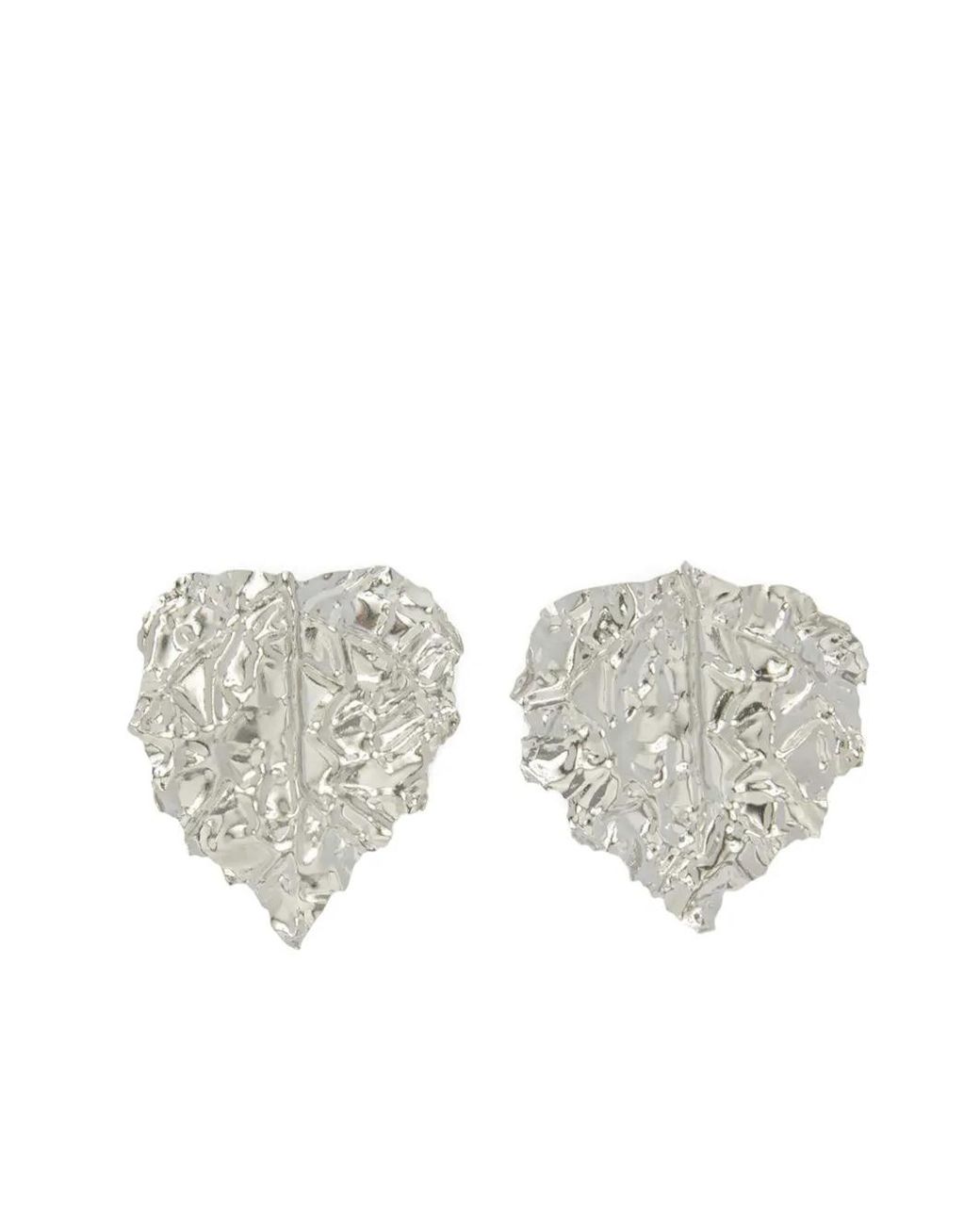 Jil Sander White Leaf-Shaped Pendant Earrings