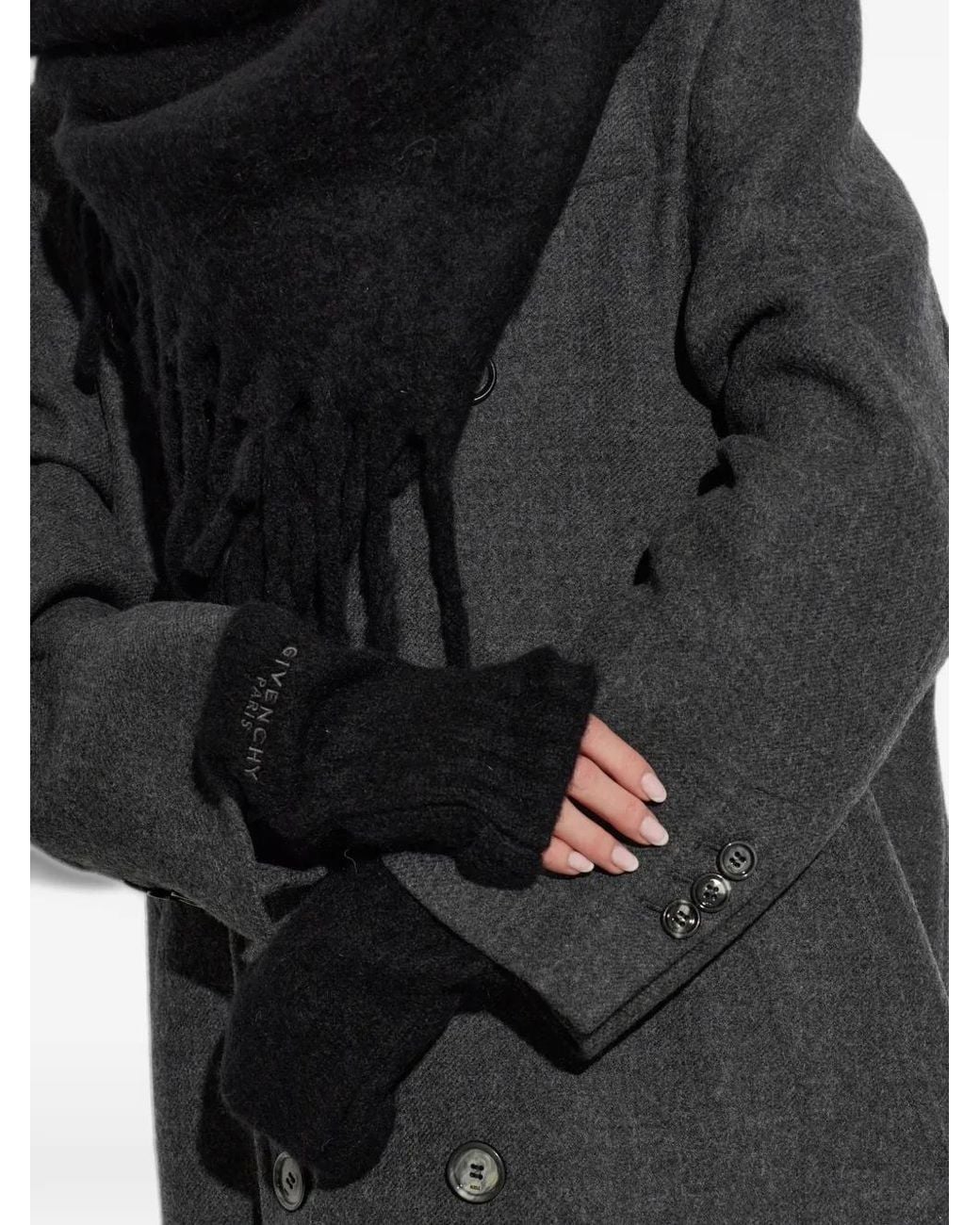 Givenchy Black Logo-Print Fingerless Gloves