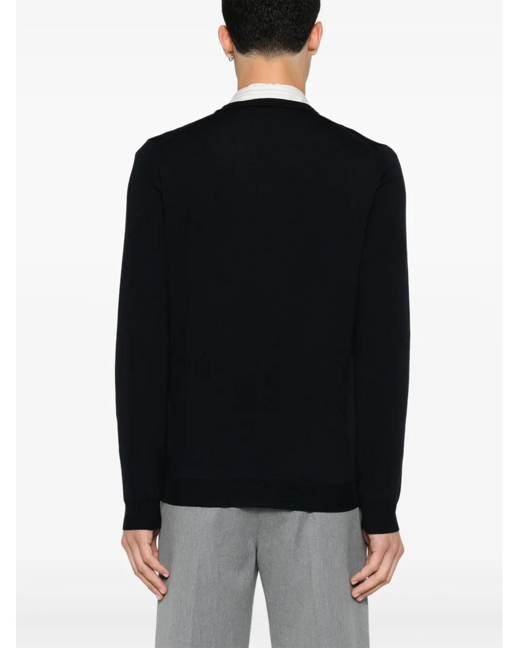 Zanone Black Fine-Knit Jumper for men