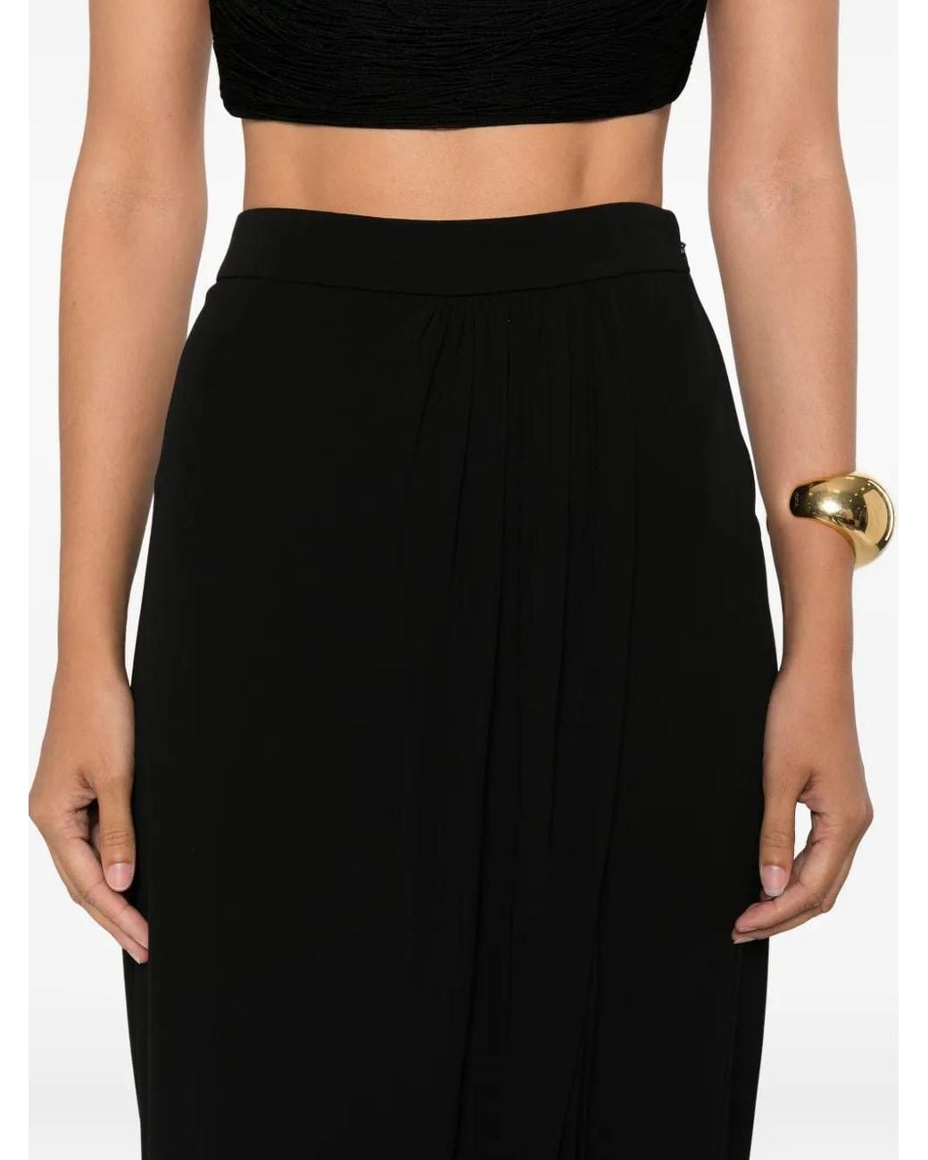 Tom Ford Black Draped Midi Skirt