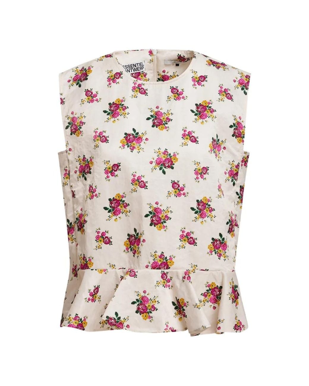 Essentiel Antwerp Pink Klara Floral-Print Ruffled Top