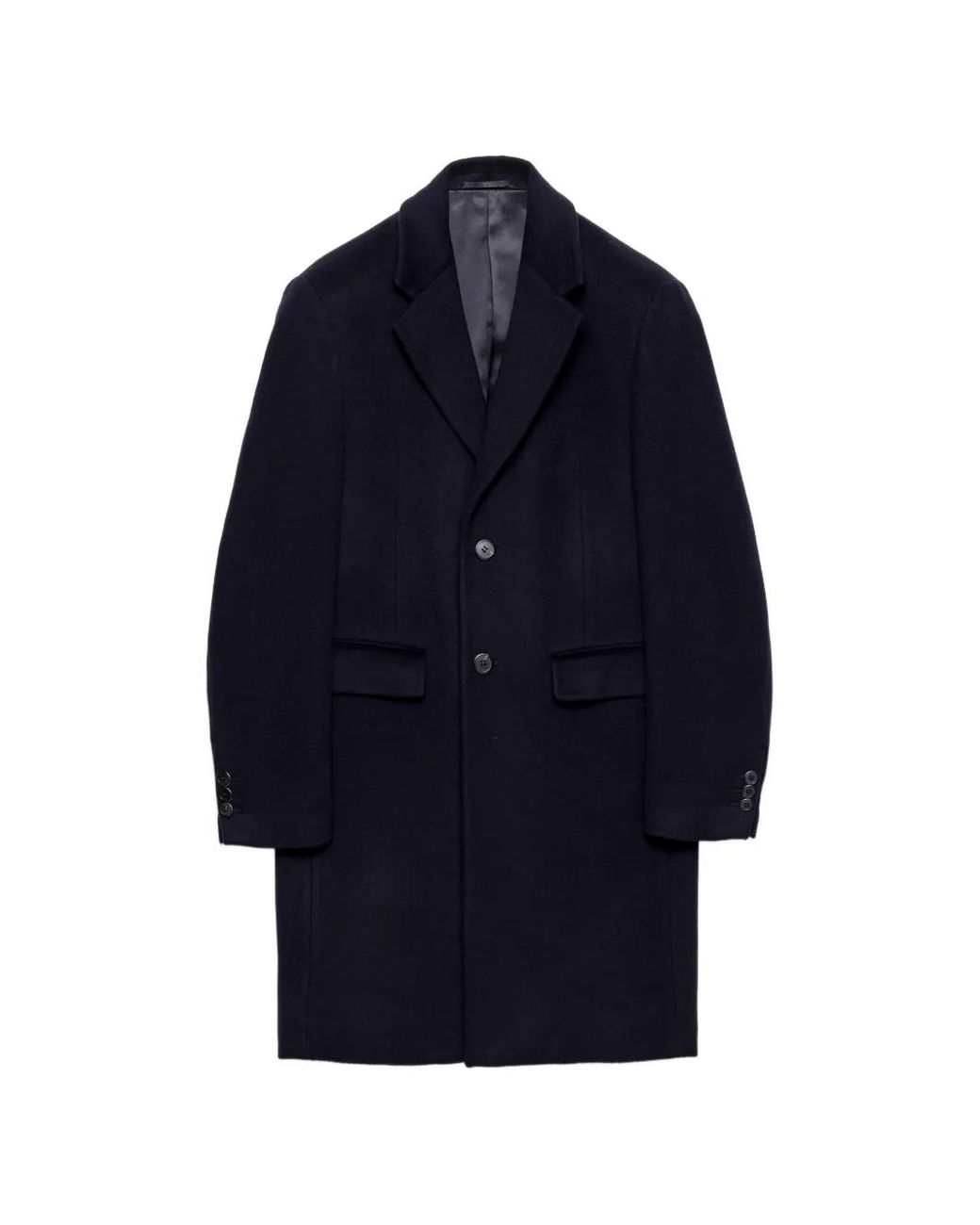Prada Blue Single-Breasted Wool And Cashmere Coat for men