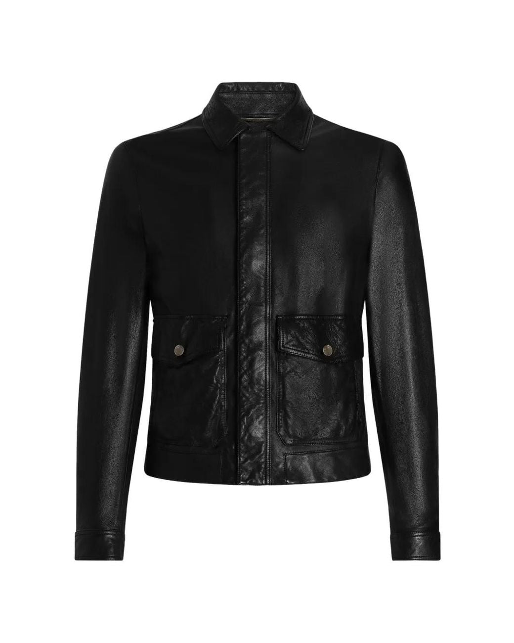 Dolce & Gabbana Black Leather Jacket for men