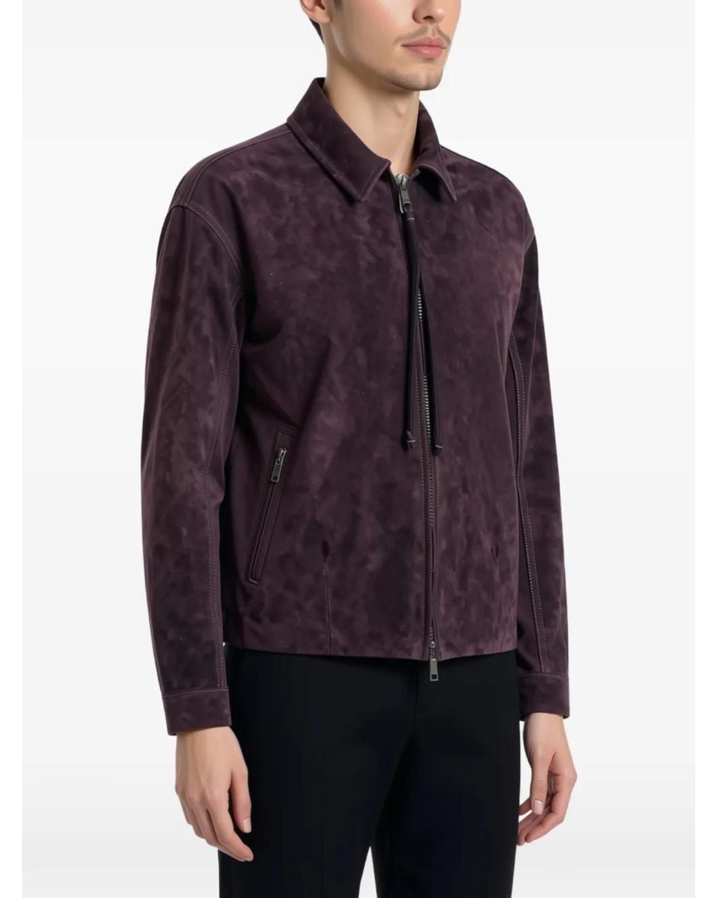 Giorgio Brato Blue Zip-Up Suede Jacket for men