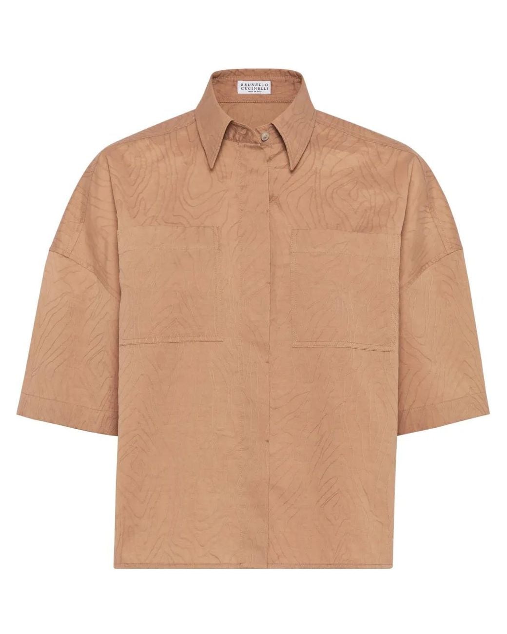 Brunello Cucinelli Natural Jacquard Poplin Shirt