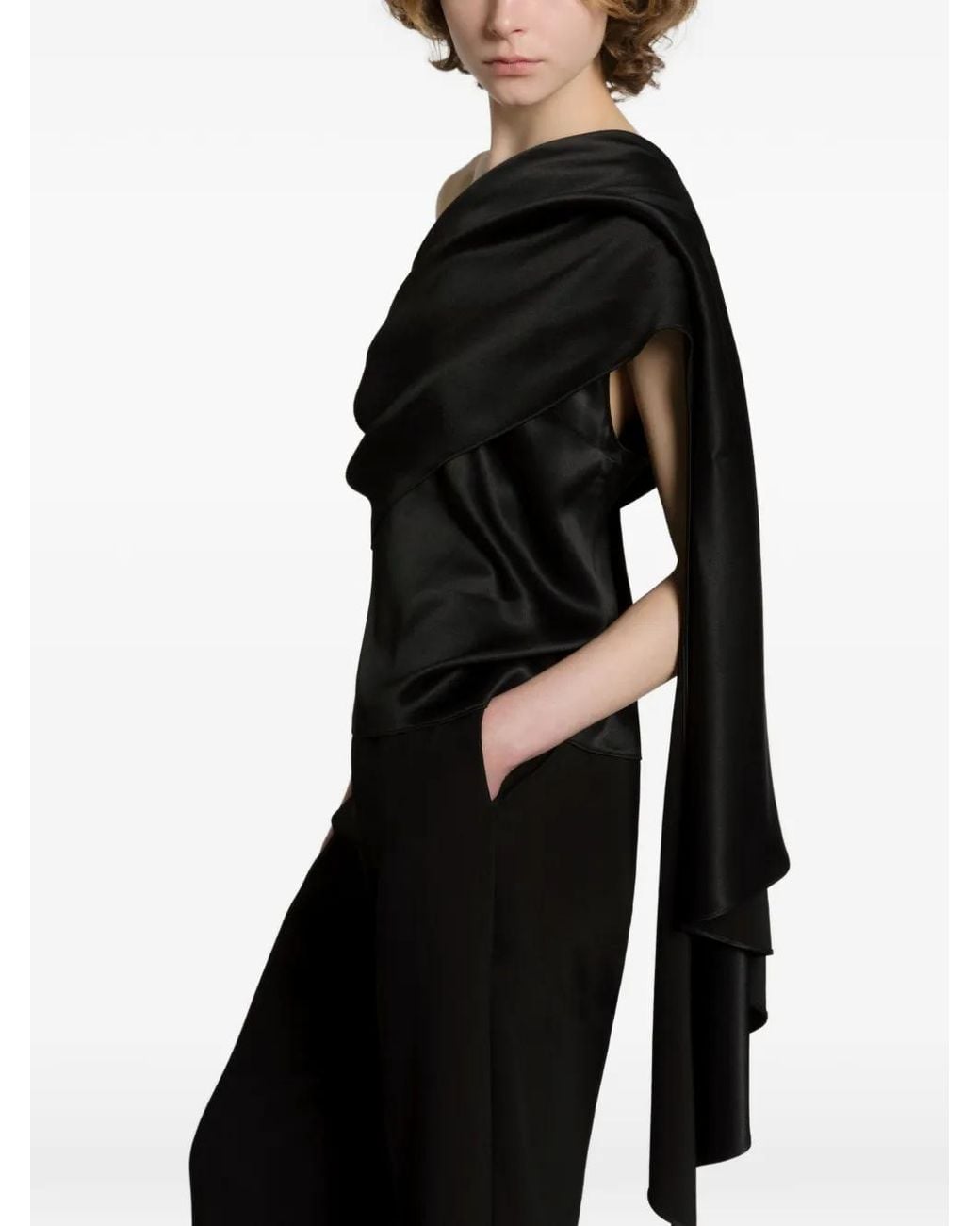 Alberta Ferretti Black Pressed-Crease Straight-Leg Trousers