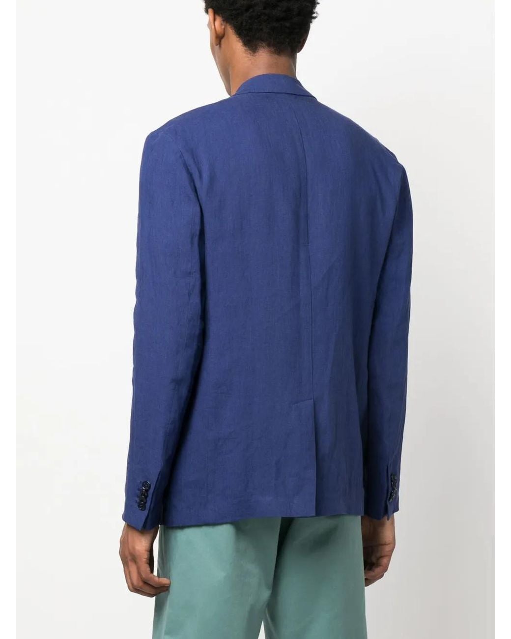 Orlebar Brown Blue Single-Breasted Silk Blazer for men