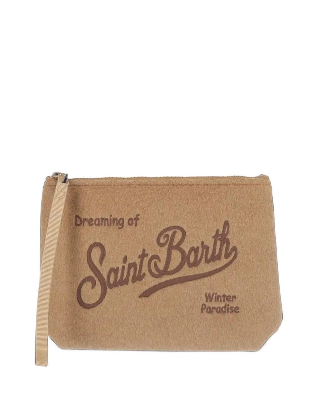 Mc2 Saint Barth Natural Aline Embroidered Felt Clutch Bag