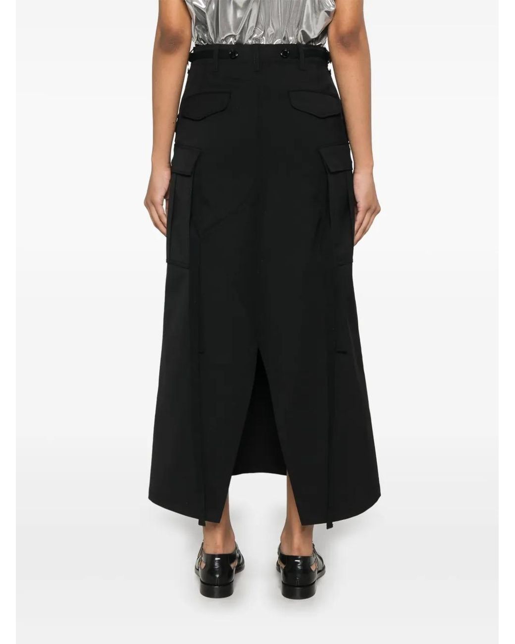 Junya Watanabe Black Cargo Midi Skirt