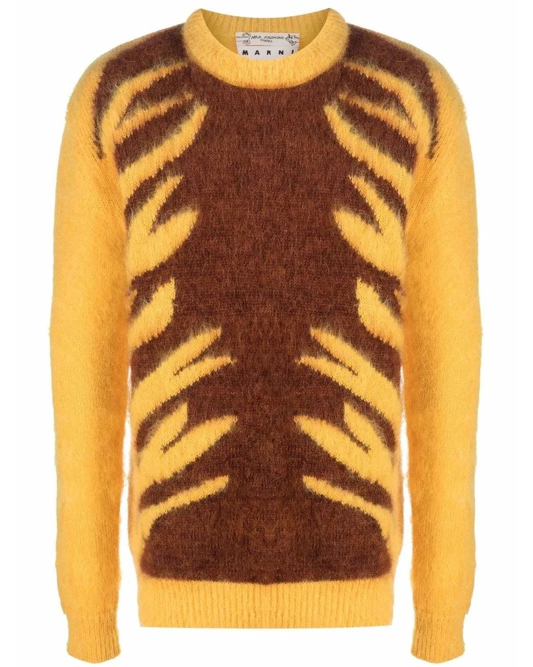 Marni Orange Abstract Intarsia-Knit Jumper for men