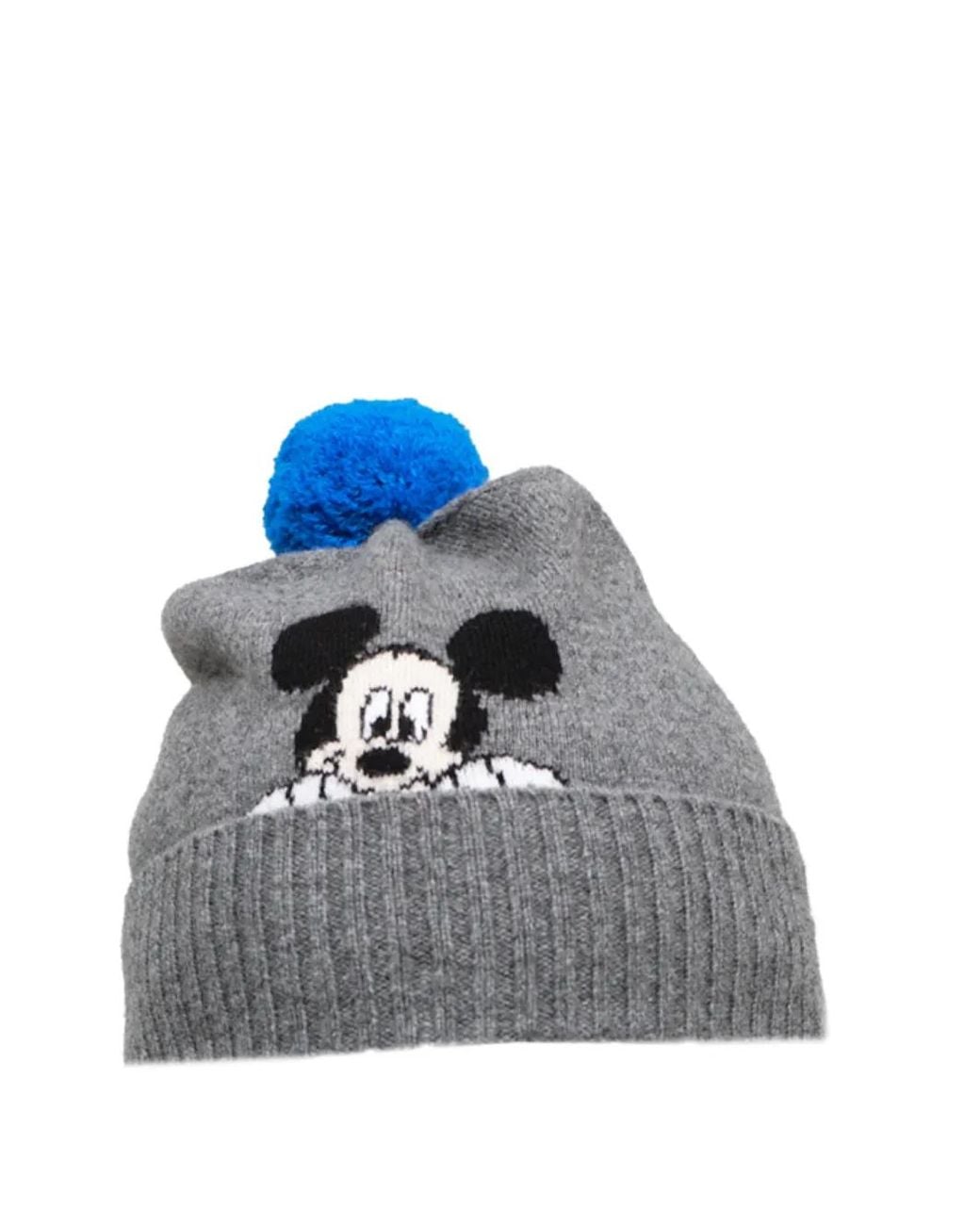 Chinti & Parker Blue Mickey Mouse Intarsia-Knit Pompom Beanie Hat