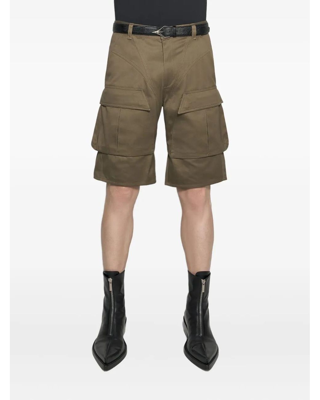 Mugler Natural Buckle-Straps Cargo Shorts for men