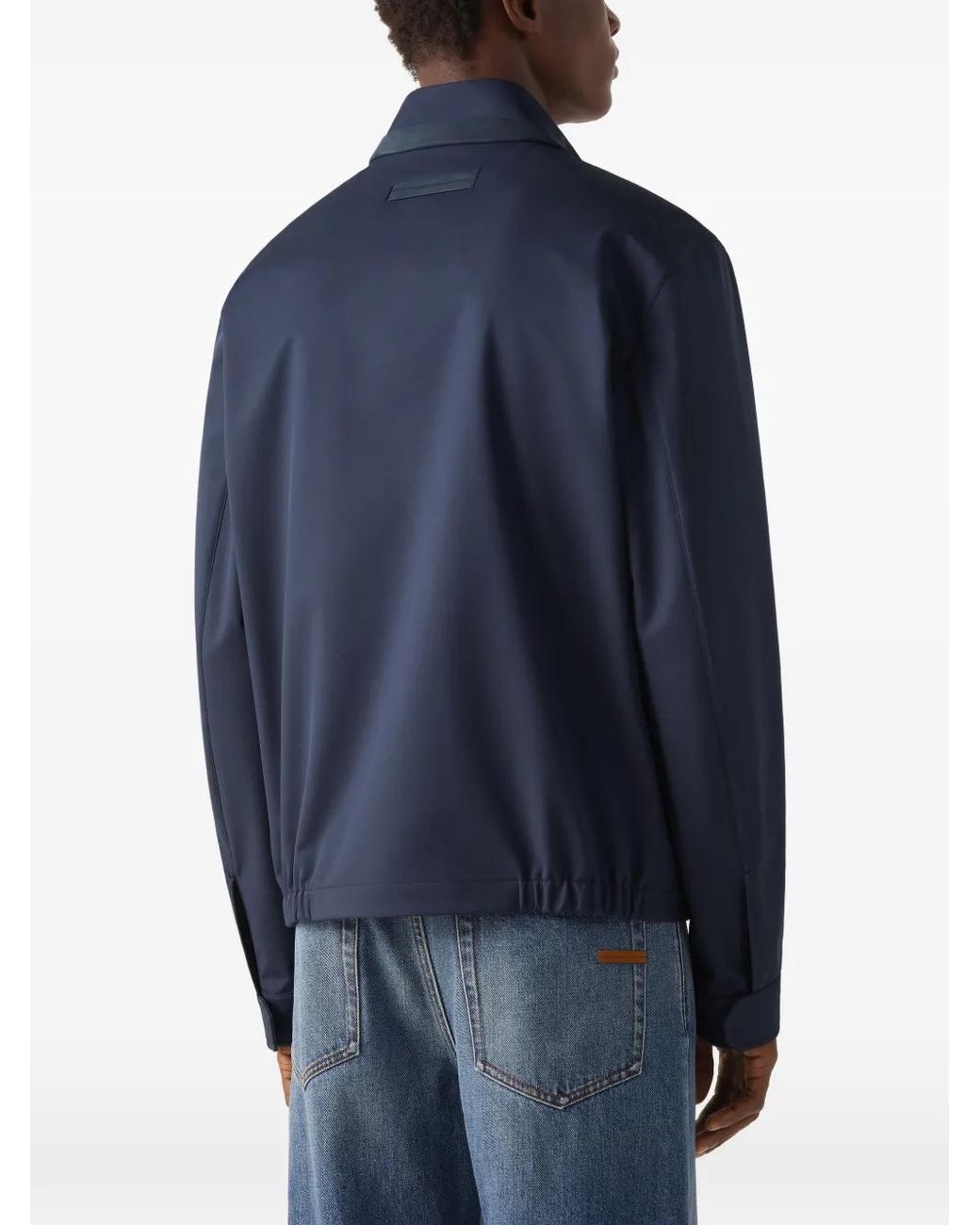 Zegna Blue Motorin Zi-Up Blouson Jacket for men