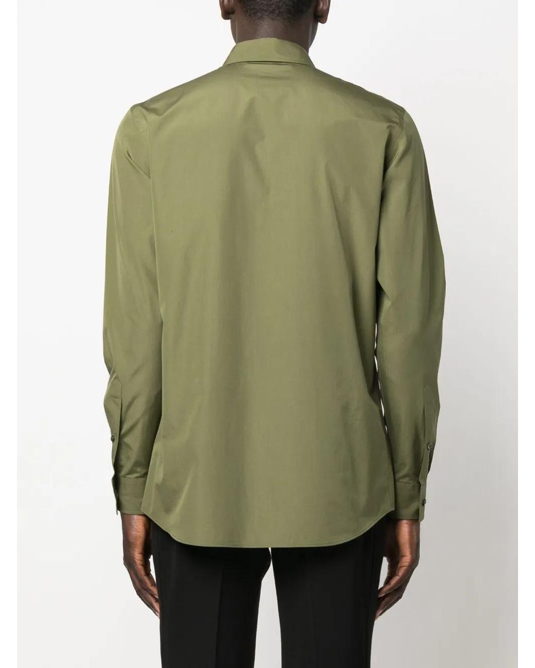 Moschino Green Long-Sleeve Cotton Shirt for men