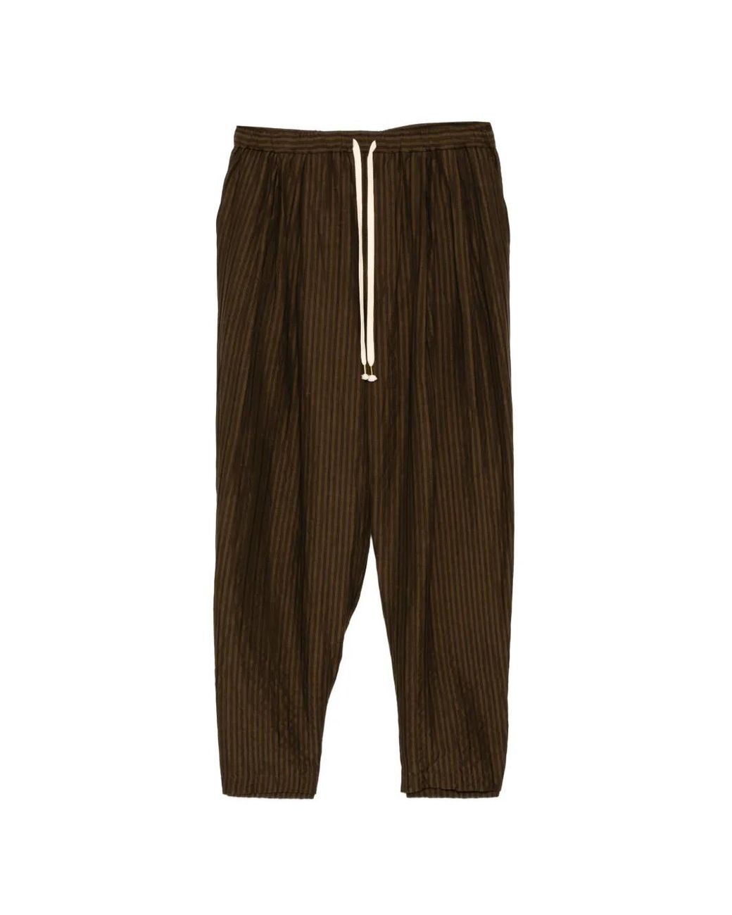 CALMLENCE Green Striped Trousers for men