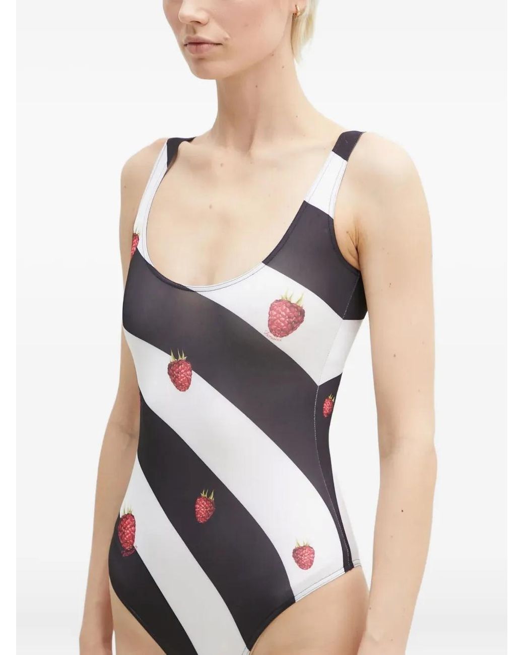 Fiorucci Black Raspberry-Print Striped Bodysuit