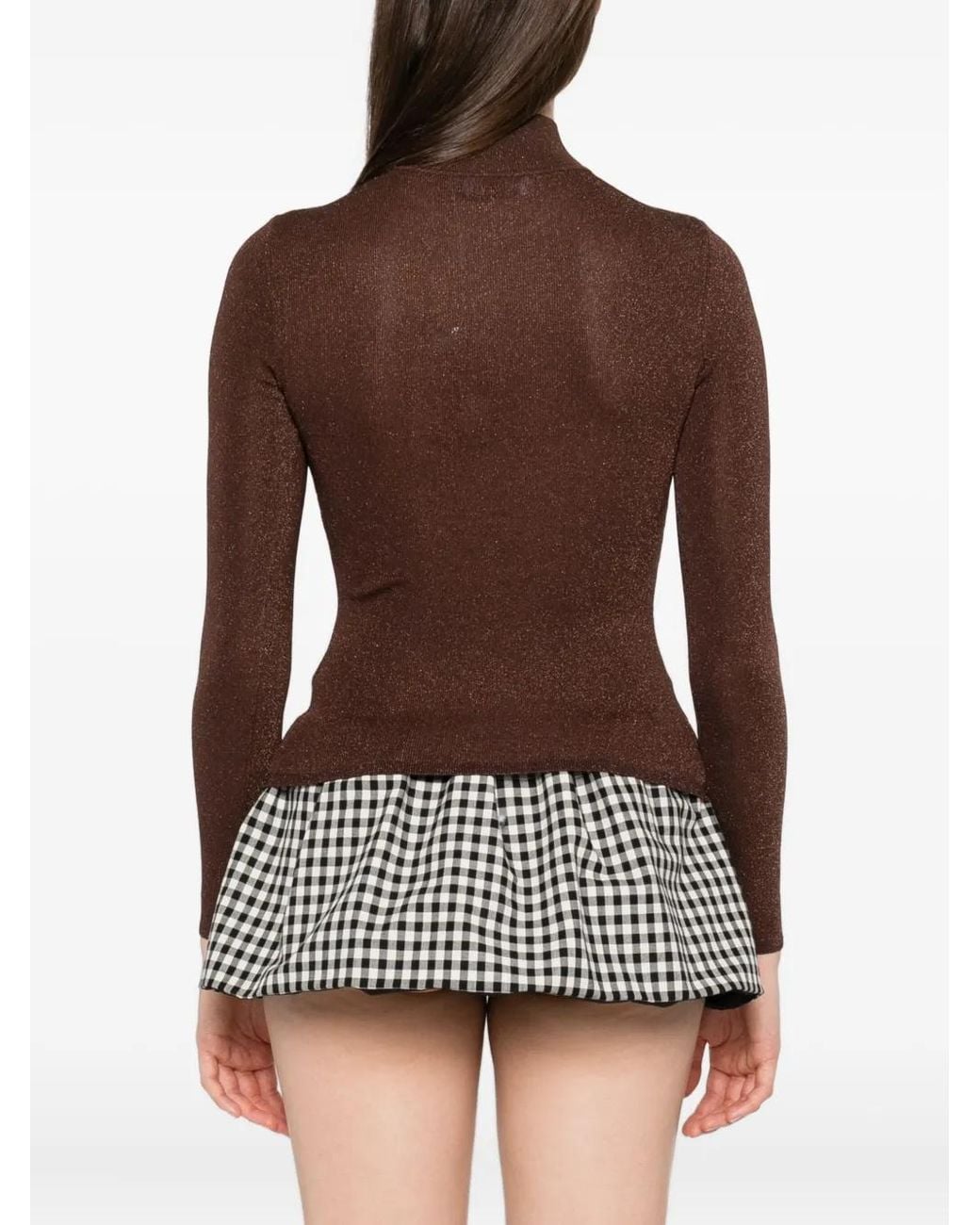 Self-Portrait Brown High-Neck Top