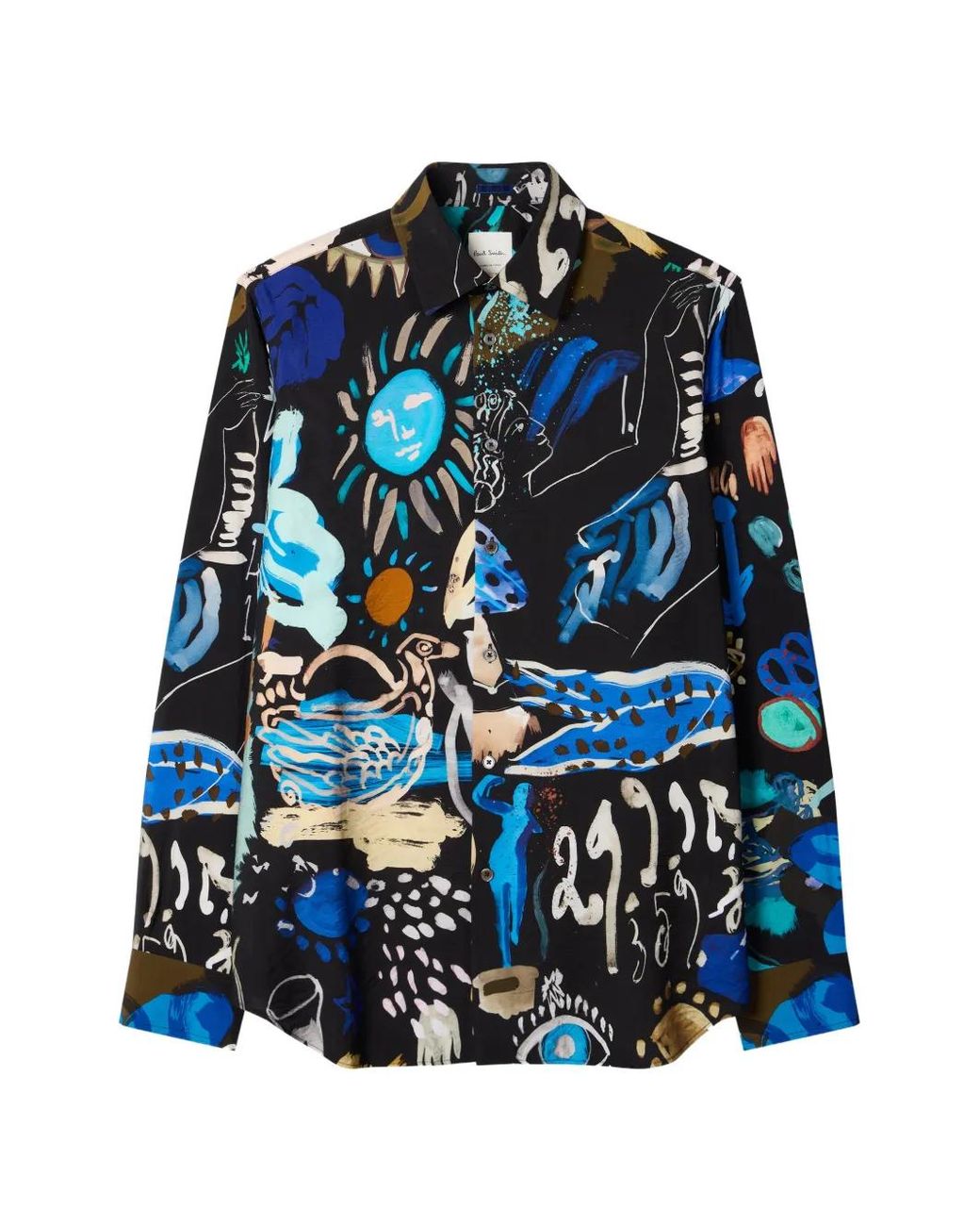 Paul Smith Blue 'Ink Works' Print Viscose-Blend Shirt for men
