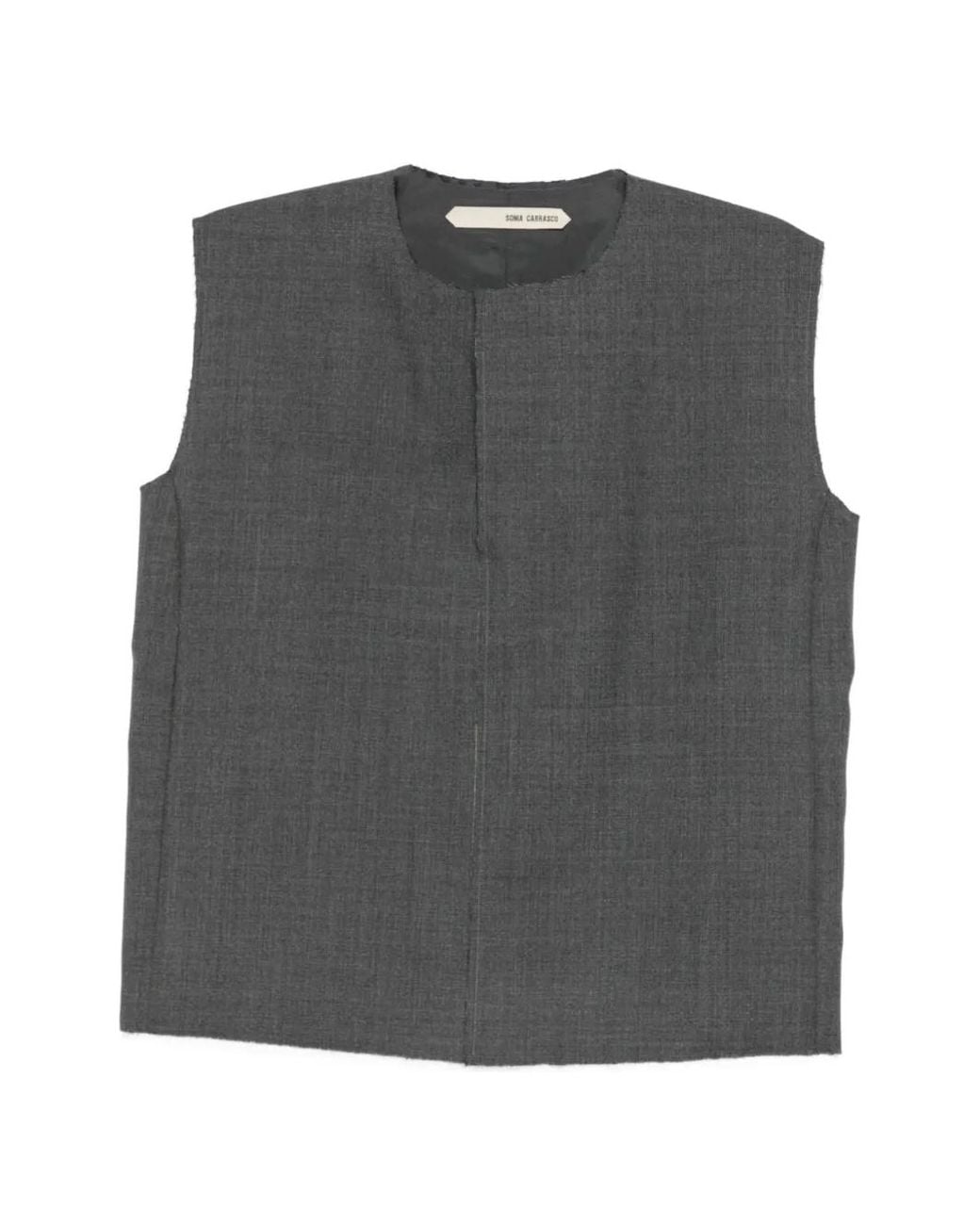 SONIA CARRASCO Gray Blouse Sans Manches À Fermeture Dissimulée