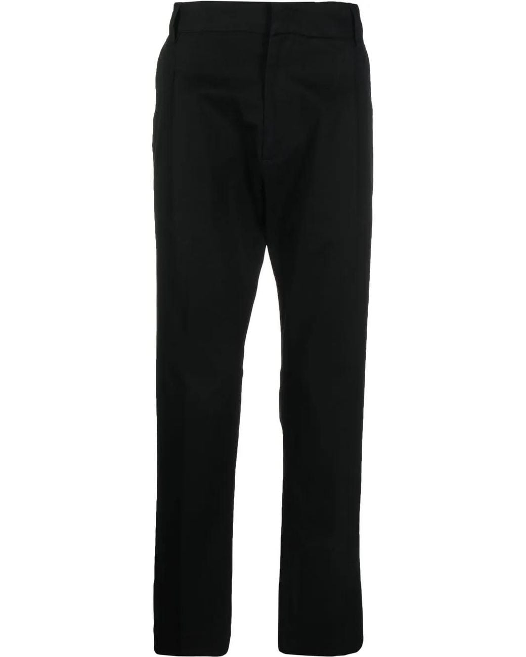 Low Brand Black Concealed-Front Fastening Trousers for men