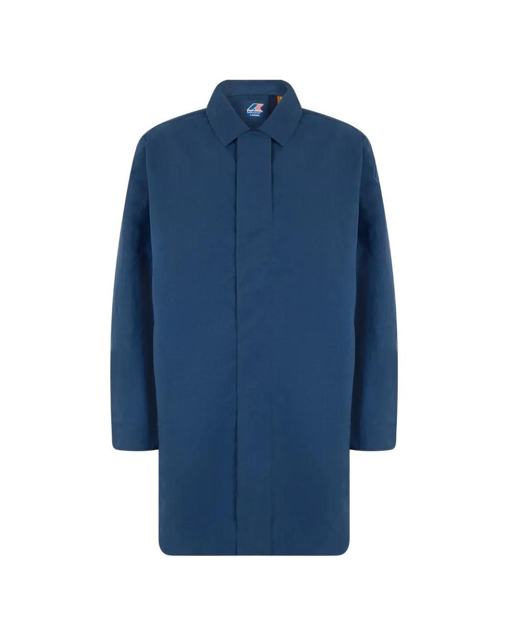 K-Way Blue Concealed-Fastening Coat for men