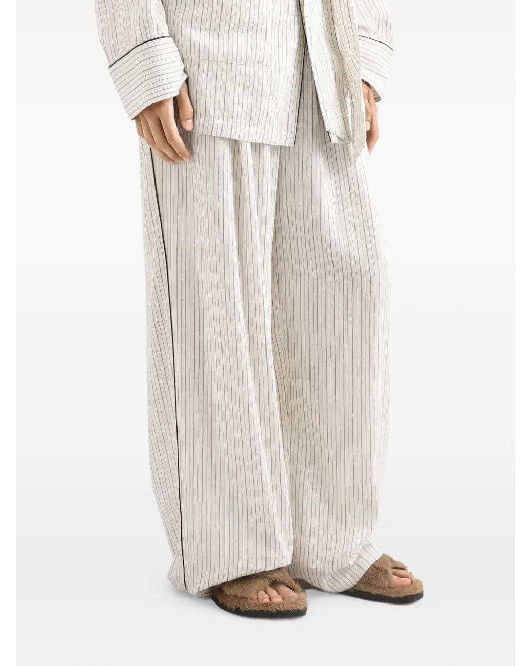 Dolce & Gabbana White Striped Fabric Vanity Trousers for men
