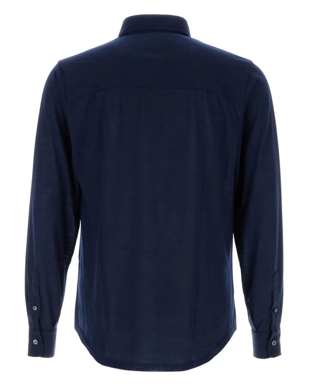Fedeli Blue Buttoned-Front Wool Shirt for men