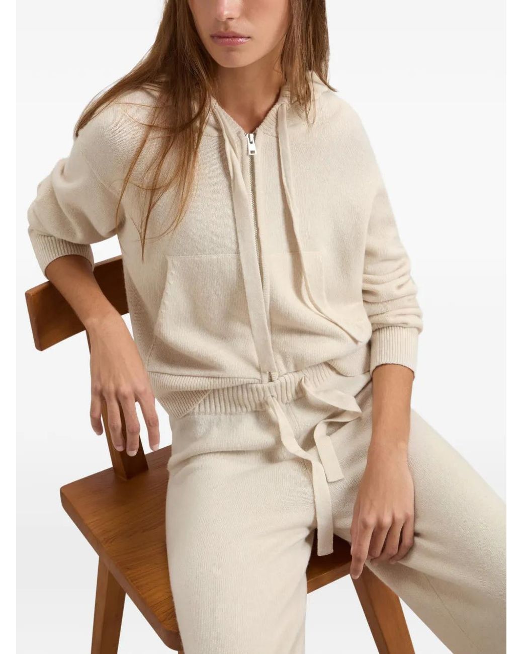 Woolrich Natural Cardigan Zippé À Capuche