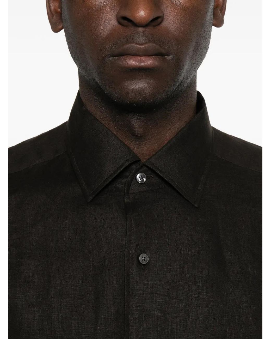 Zegna Black Oasi Lino Shirt for men