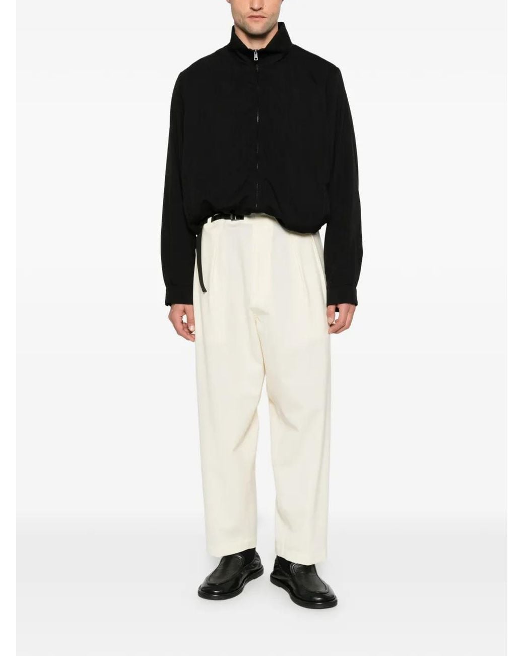 Seven Gauge Black Belted Pleated Trousers for men