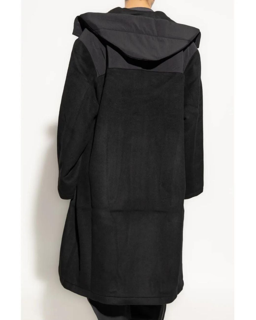 Y-3 Black Hooded Trench Coat for men