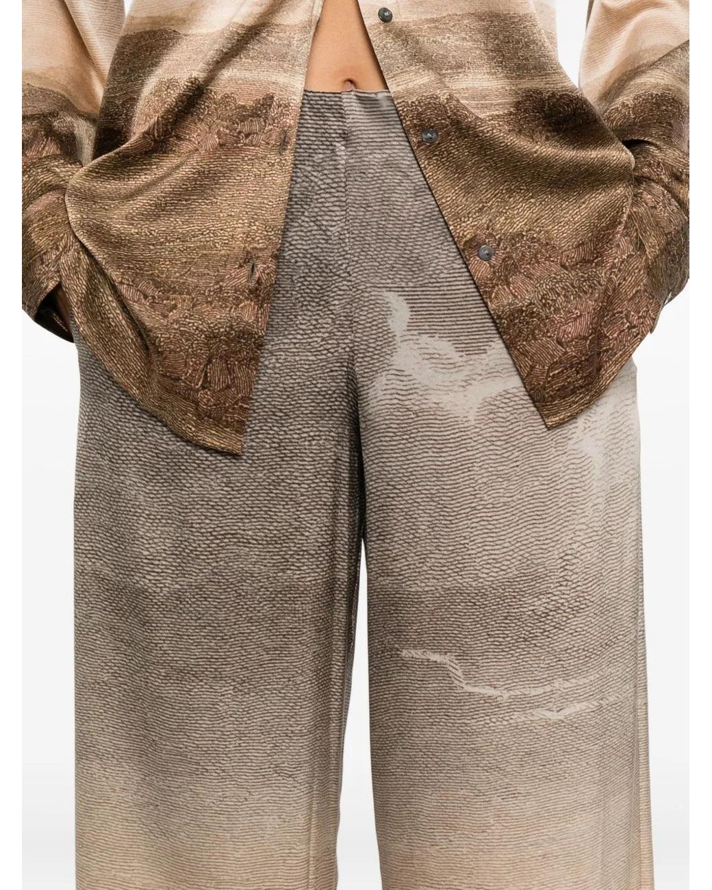 Pierre Louis Mascia Natural Landscape-Print Wide-Leg Trousers